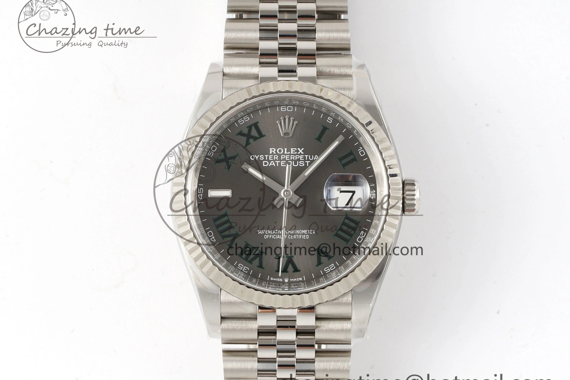 Bracelet Gray Edition 904L Green Roman Best Dial VR3235 Steel 126234 1:1 on DateJust Jubilee 36 Markers Clean 0506